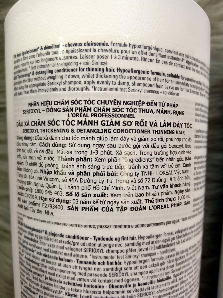 CẶP GỘI XÃ SERIOXYL L'OREAL CHĂM SÓC TÓC MẢNH, GIẢM SƠ RỐI & LÀM DÀY TÓC 1000ML 5 CẶP GỘI XÃ SERIOXYL L'OREAL CHĂM SÓC TÓC MẢNH, GIẢM SƠ RỐI & LÀM DÀY TÓC 1000ML - Ảnh 5