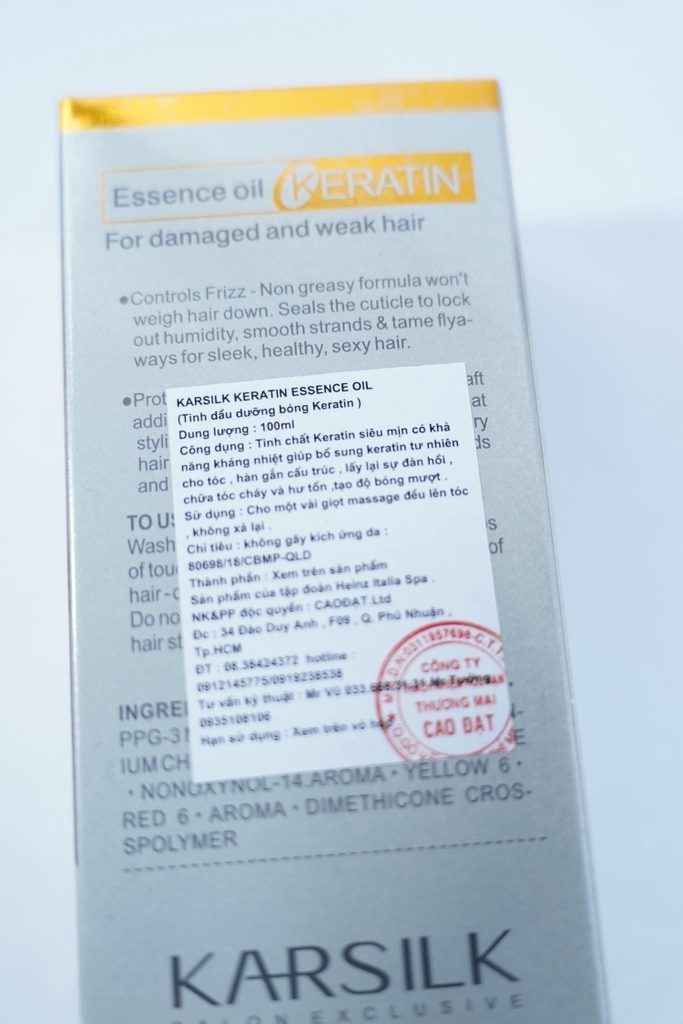 Tinh dầu dưỡng tóc Keratin Karsilk dung tích 100ml 7 Tinh dầu dưỡng tóc Keratin Karsilk dung tích 100ml - Ảnh 7