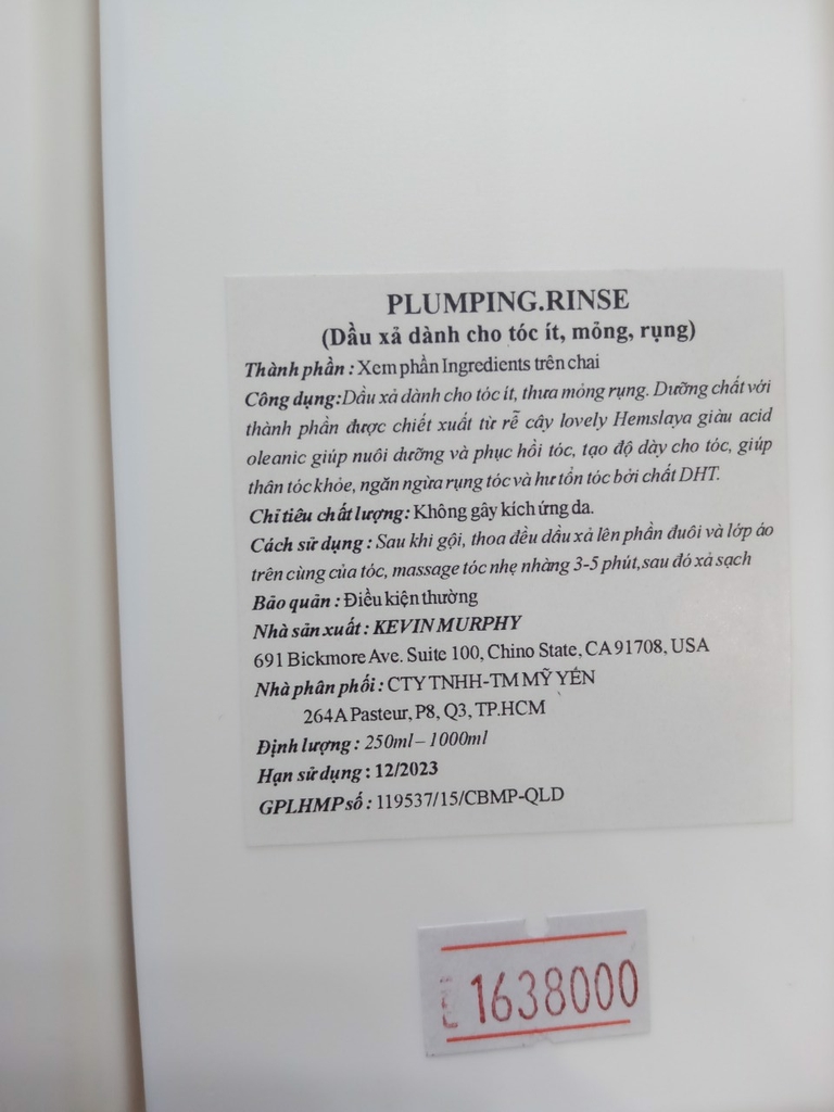 DẦU GỘI & DẦU XẢ CHO TÓC DẦU, ÍT, MỎNG, RỤNG KEVIN.PLUMPING.WASH 1000ML*2 3 DẦU GỘI & DẦU XẢ CHO TÓC DẦU, ÍT, MỎNG, RỤNG KEVIN.PLUMPING.WASH 1000ML*2 - Ảnh 3