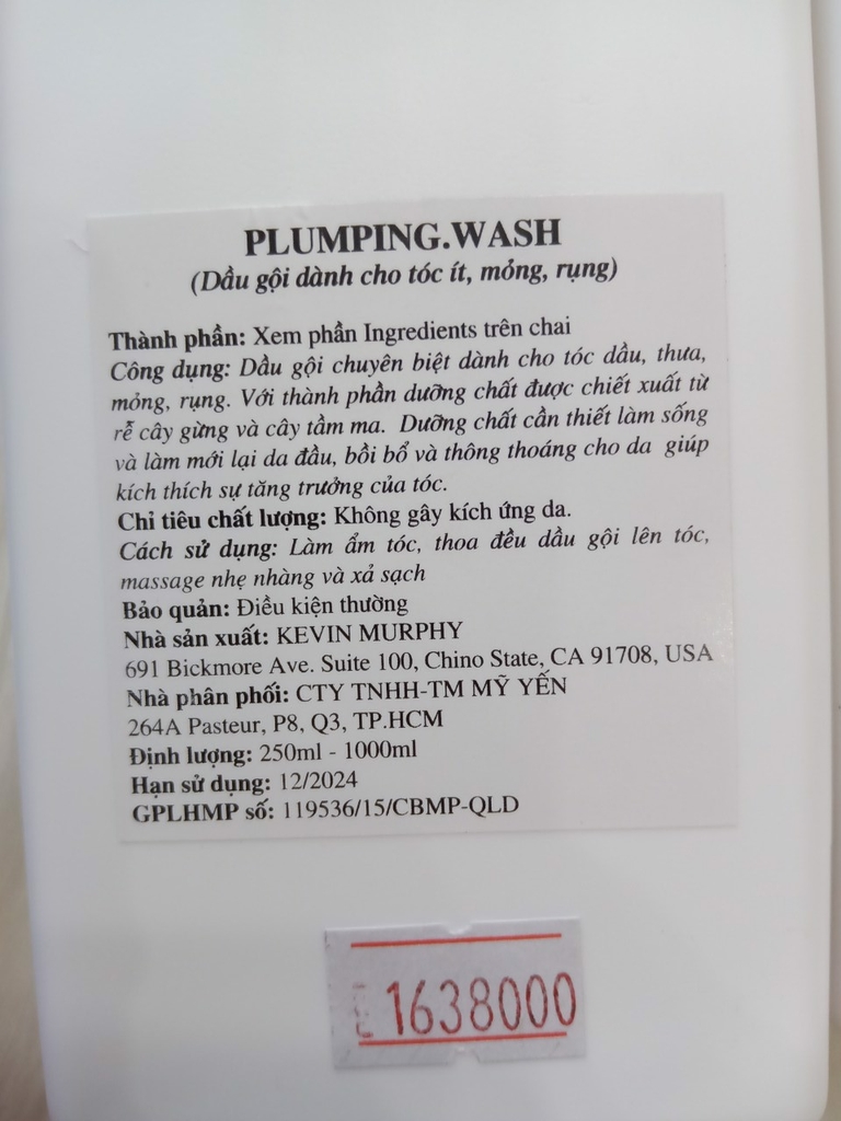 DẦU GỘI & DẦU XẢ CHO TÓC DẦU, ÍT, MỎNG, RỤNG KEVIN.PLUMPING.WASH 1000ML*2 4 DẦU GỘI & DẦU XẢ CHO TÓC DẦU, ÍT, MỎNG, RỤNG KEVIN.PLUMPING.WASH 1000ML*2 - Ảnh 4